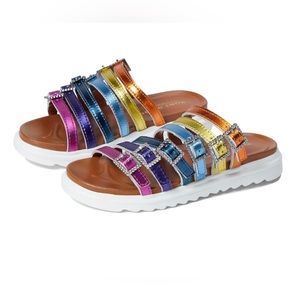 Brand New Kurt Geiger Girl Kid Child Sandals Metallic Rainbow adjustable 11